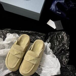 Prada Tan Suede Women's Slippers